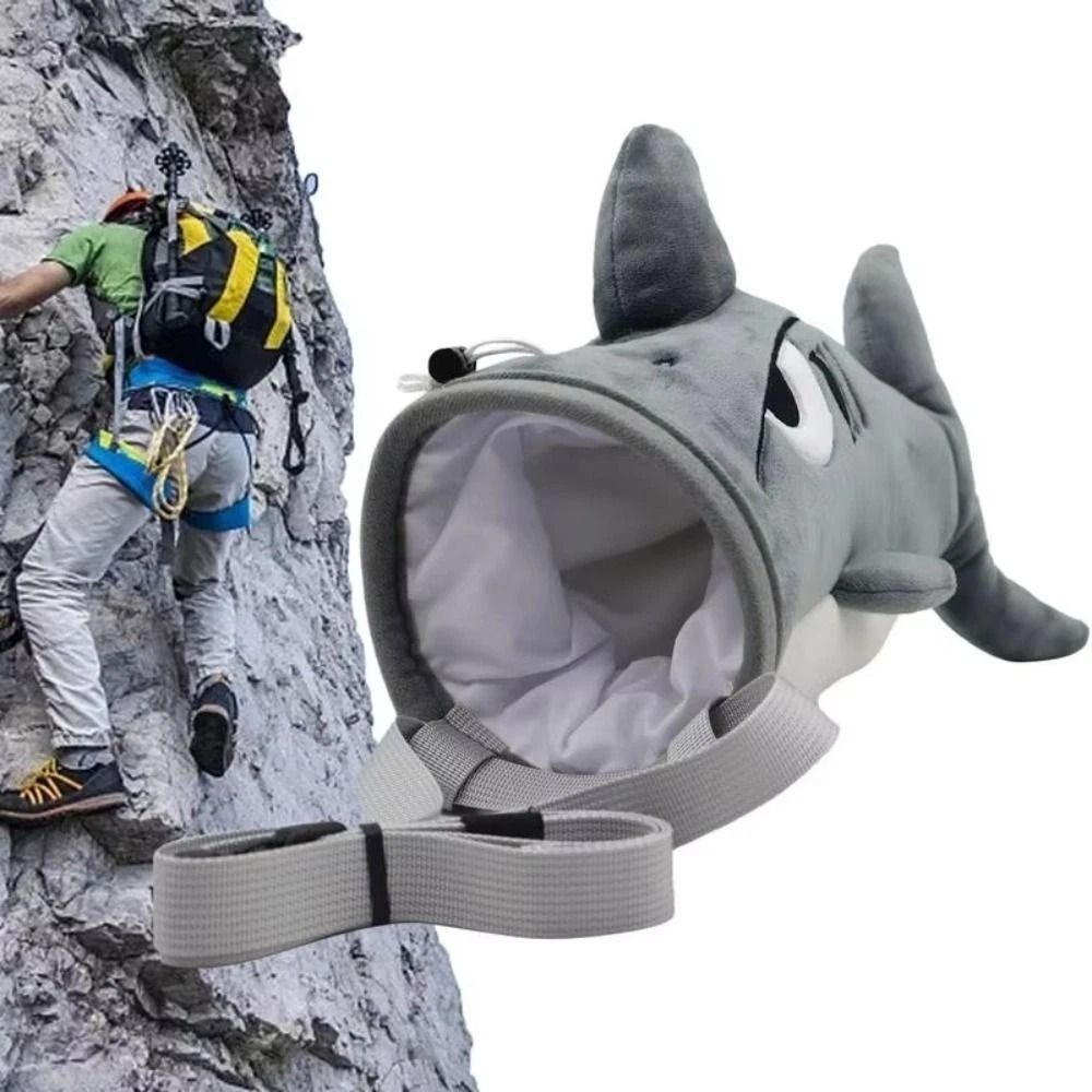 Outdoor Sport Climbing Gear - かわいいナマケモノ/サメ柄マグネシウムパウダーバッグ、ぬいぐるみ、クライミングギア、ロッククライミングバッグ、フランネルチョークバッグ、アウトドアスポーツバッグ、キャンプ用