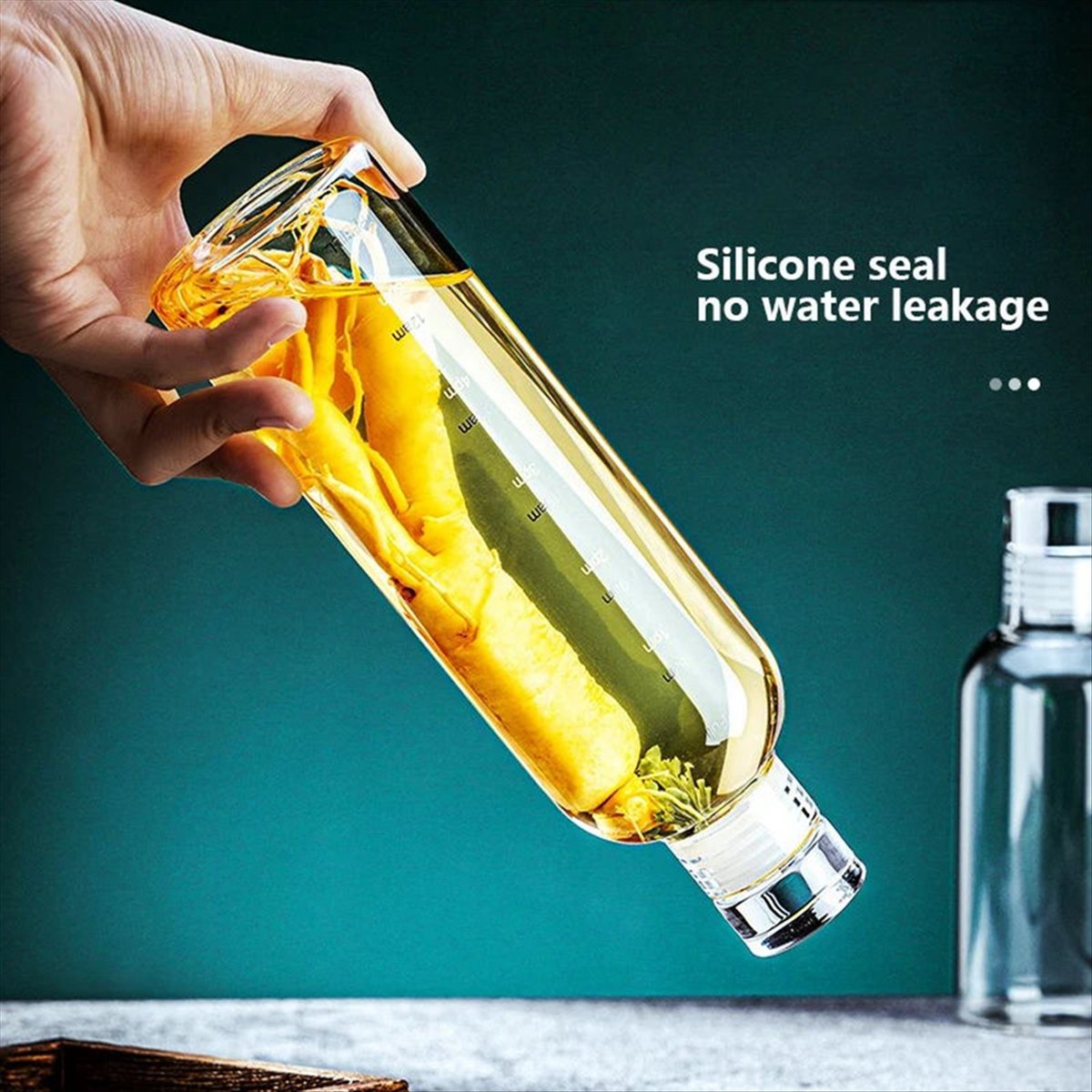 Outdoor Sport Glass Water Bottle - 1000mlガラス製スポーツウォーターボトル、タイムスケール付き、携帯用ウォーターコンテナ、密閉式醸造ワインボトル、ウォーターボトル
