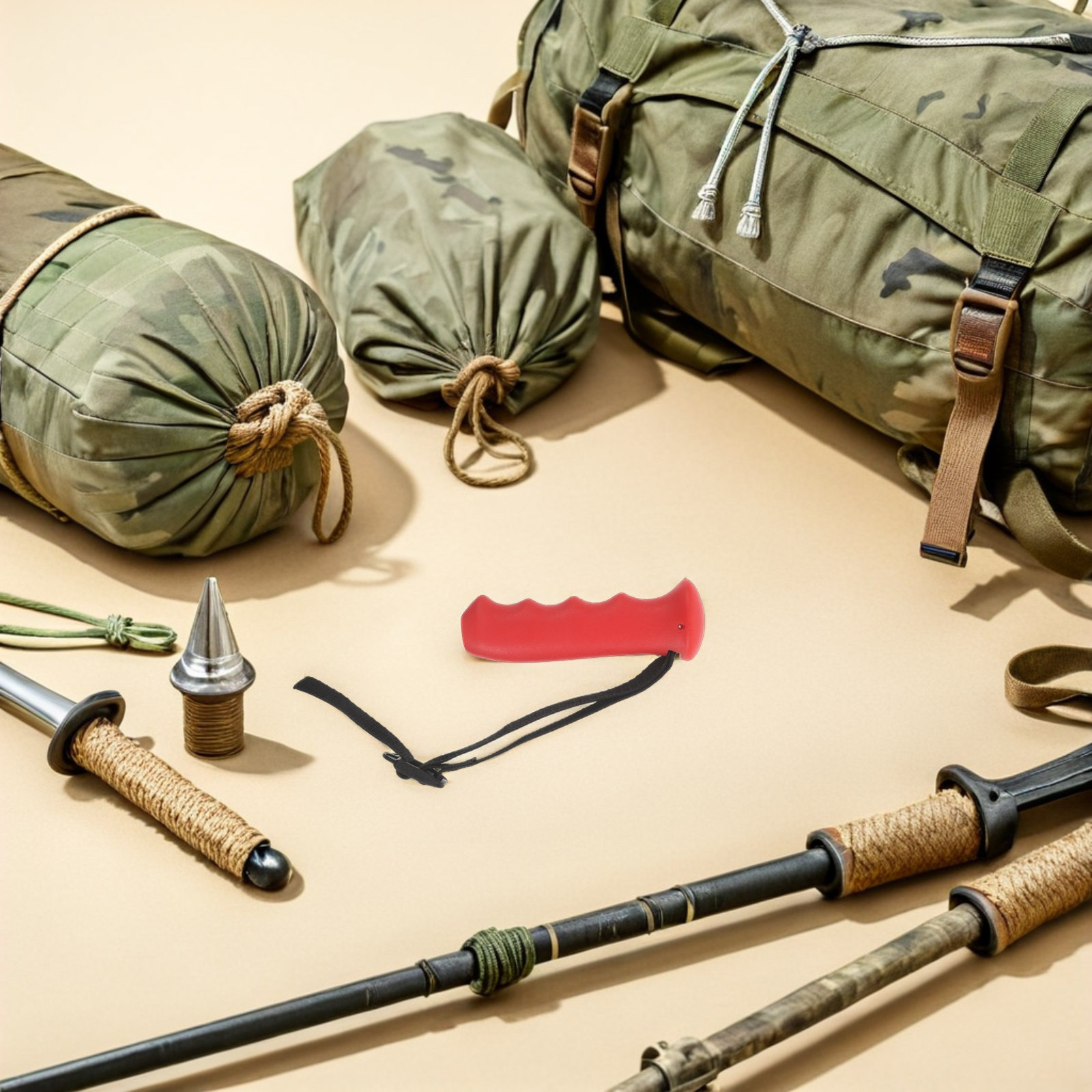 赤い杖ハンドルグリップ交換用、人間工学に基づいたウォーキング - Outdoor Sport Climbing Gear のレビューと価格