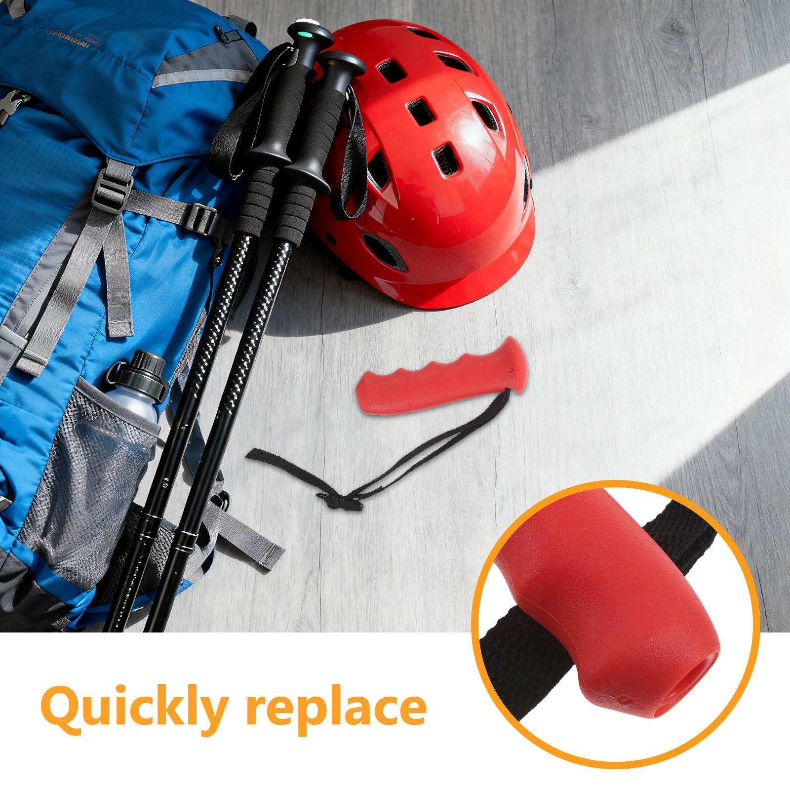 赤い杖ハンドルグリップ交換用、人間工学に基づいたウォーキング - Outdoor Sport Climbing Gear のレビューと価格